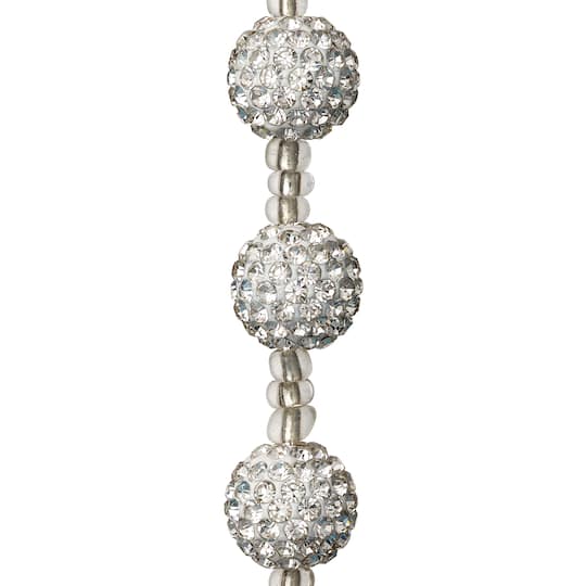 Buy in Bulk 12 Pack: Silver Rhinestone Round Beads, 12mm by Bead